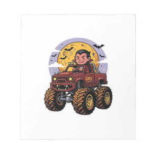 Süßes Vampir-Monster-Truck-Halloween-Shirt-Design_ Notizblock