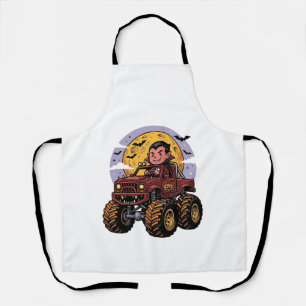 Süßes Vampir-Monster-Truck-Halloween-Shirt-Design_ Schürze