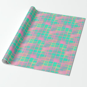 Süßes Vaporwave-Poolcore-Rosa-Cyan-Rastermuster Geschenkpapier