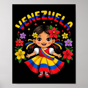 Süßes venezolanisches Mädchen Kinder traditionelle Poster