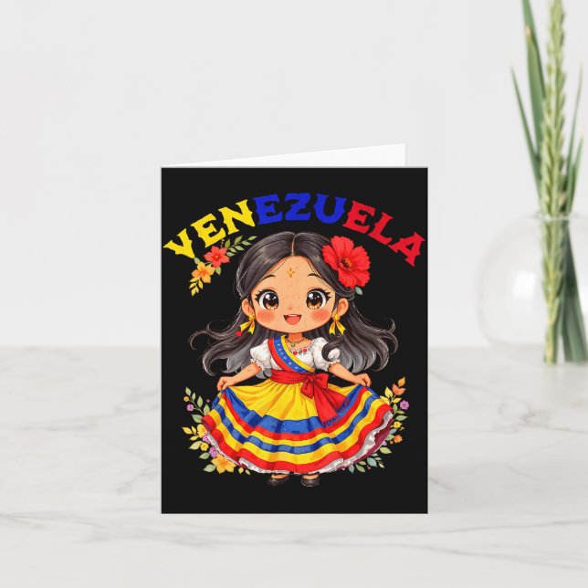 Süßes venezolanisches Mädchen traditionelle Tracht Karte (Vorderseite)