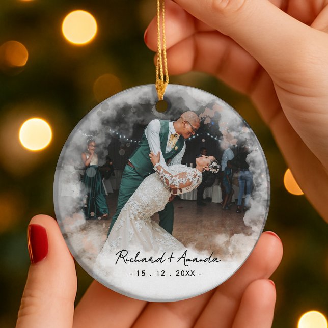 Süßes verblasstes Foto vom ersten Weihnachten als  Keramik Ornament (Von Creator hochgeladen)