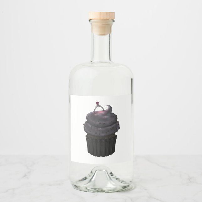 Süßes Verlobung Cupcake Alkoholflaschenetikett (Vorderseite)