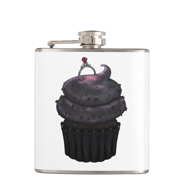 Süßes Verlobung Cupcake Flachmann (Vorderseite)