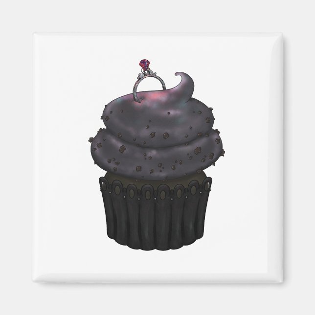 Süßes Verlobung Cupcake Magnet (Vorne)