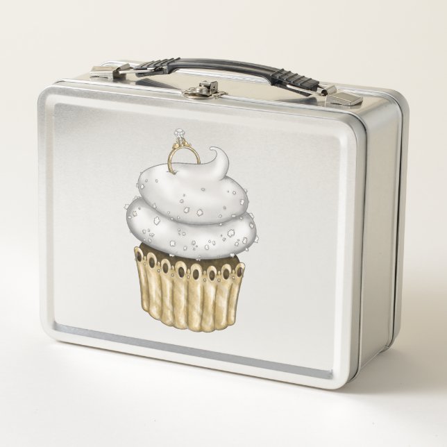 Süßes Verlobung Cupcake Metall Brotdose (Vorderseite)