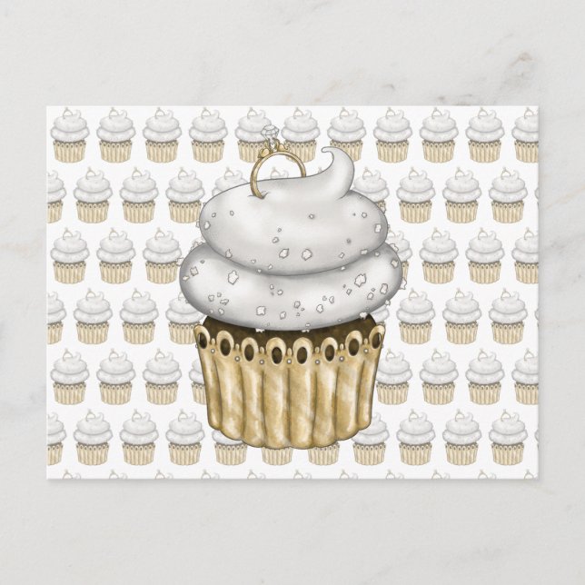 Süßes Verlobung Cupcake Postkarte (Vorderseite)