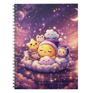 Süßes verschlafenes Mond Freunde Spiral Notizbuch Notizblock