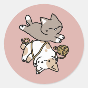 Süßes verspielt Katzen Design – Lustige Pfoten und Runder Aufkleber