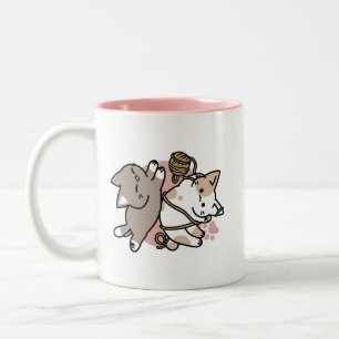 Süßes verspielt Katzen Design – Lustige Pfoten und Zweifarbige Tasse