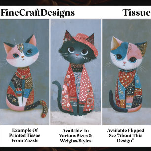 Süßes verspieltes Boho-Katzen-Set, Pastell EV6L-De Seidenpapier