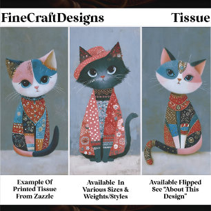 Süßes verspieltes Boho-Katzen-Set, Pastell EV6R-De Seidenpapier