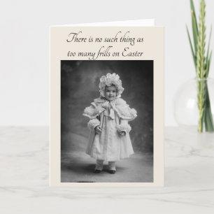 Süßes Vintage-Baby-Mädchen, zu viele Rüschen, Oste Feiertagskarte