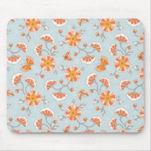 Süßes Vintage-Blumen-Schmetterlingsmuster Mousepad