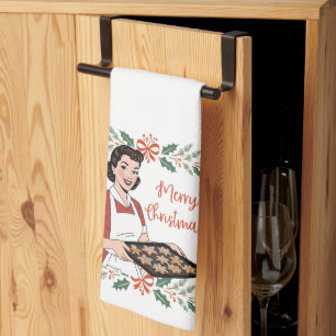 Süßes Vintage-Frohe Weihnachten  Geschirrtuch