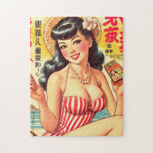 Süßes vintage japanisches Mädchen