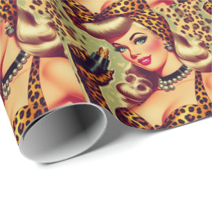 Süßes Vintage-Leopardenmuster-Mädchen Geschenkpapier