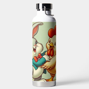Süßes, vintage Zeichentrick Huhn & Kaninchen Trinkflasche