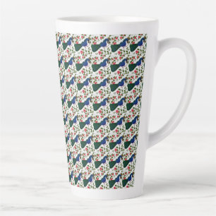 Süßes Vogel-Blumenmuster Farbiger blauer Vogel m Milchtasse