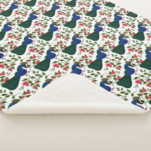 Süßes Vogel-Blumenmuster Farbiger blauer Vogel m Sherpadecke