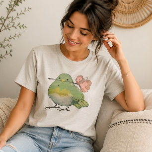 Süßes Vogel-mit-Blumen-Liebhaber-Geschenk-T-Shirt T-Shirt
