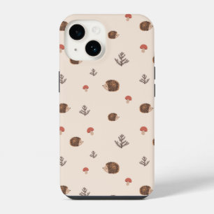Süßes Wald-Igel- und Pilz-Muster iPhone 14 Hülle