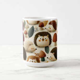 Süßes Wald-Igel- und Pilzmuster Kaffeetasse