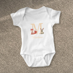 Süßes Waldkaninchen Fuchs Monogramm Baby Strampler