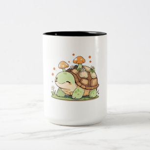 Süßes Waldschildkröten-Cottagecore-Kawaii-Design Zweifarbige Tasse