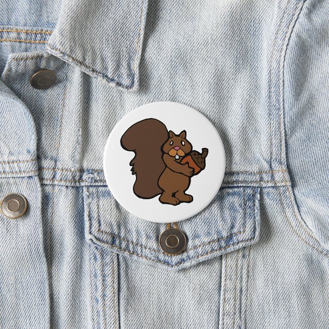 Süßes Waldtier Eichhörnchen mit Eichel Button (Von Creator hochgeladen)