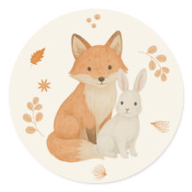 Süßes Waldtier-Sticker – Fuchs & Häschen Baby Sh
