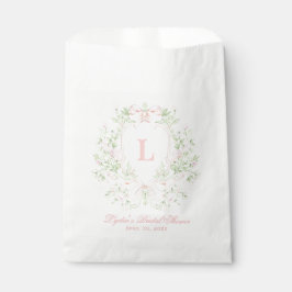 Süßes Wappen mit rosa Bogen | Monogramm-Brautparty Geschenktütchen