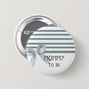 Süßes Wasserfarbe Blaues Schleifen-Baby-Shower-Mom Button