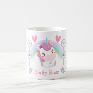 Süßes Wasserfarbe-Einhorn und Regenbogen  Kaffeetasse