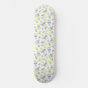Süßes Wasserfarbe-Heidelbeer-Botanik-Muster Skateboard