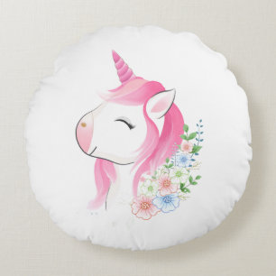 Süßes Wasserfarben-Baby-Einhorn Custom Na Rundes Kissen