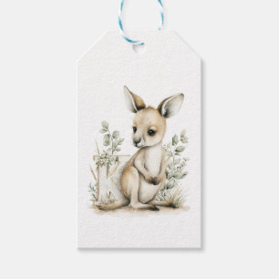 Süßes Wasserfarben-Baby-Tier-Alphabet Känguru Geschenkanhänger