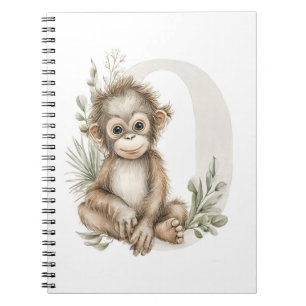Süßes Wasserfarben-Baby-Tier-Alphabet Orang-Utan Notizblock