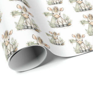 Süßes Wasserfarben-Baby-Tier-Alphabet Zebra Geschenkpapier