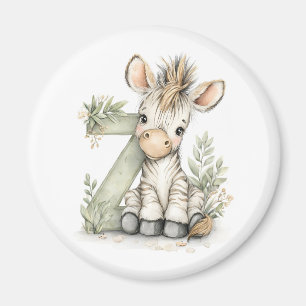 Süßes Wasserfarben-Baby-Tier-Alphabet Zebra Magnet