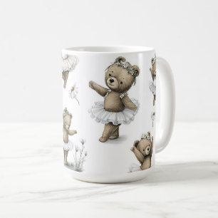 Süßes Wasserfarben-Ballerina-Bär-Design in Tutus Kaffeetasse
