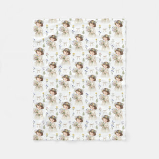 Süßes Wasserfarben-Blumenmädchen-Muster Baby Fleec Fleecedecke