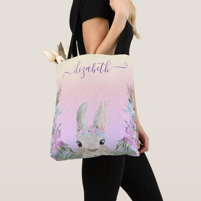 Süßes Wasserfarben Bunny Verstecken in den Gärten  Tasche (Von Nahem)