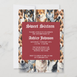 Süßes Wasserfarben-Corgi-Hund-Muster Einladung