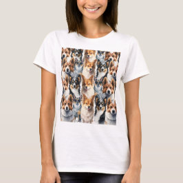 Süßes Wasserfarben-Corgi-Hund-Muster T-Shirt