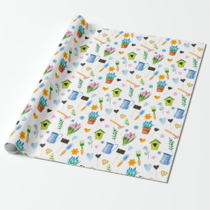Süßes Wasserfarben Frühlingsblumenmuster Frohe Ost Geschenkpapier