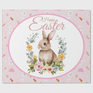 Süßes Wasserfarben-Hasen-Blumenkranz-Ostern Geschenkpapier