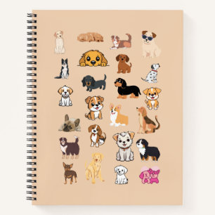Süßes Wasserfarben-Hunde-Muster-Monogramm-Notizbuc Notizbuch