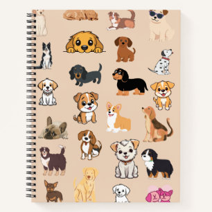 Süßes Wasserfarben-Hunde-Muster-Monogramm-Notizbuc Notizbuch