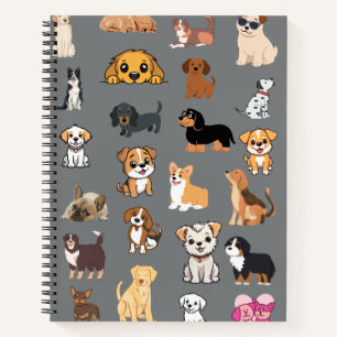 Süßes Wasserfarben-Hunde-Muster-Monogramm-Notizbuc Notizbuch